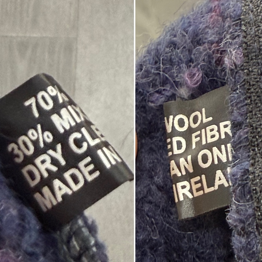 John Branigan Weavers Ireland Poncho Cape Jacket Blue Plaid Wool Tweed Boucle OS - Picture 13 of 16
